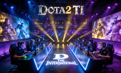 DOTA2 TI国际邀请赛舞台灯光与选手席位全景