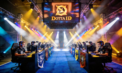 DOTA2 TI国际邀请赛舞台灯光与选手席位全景